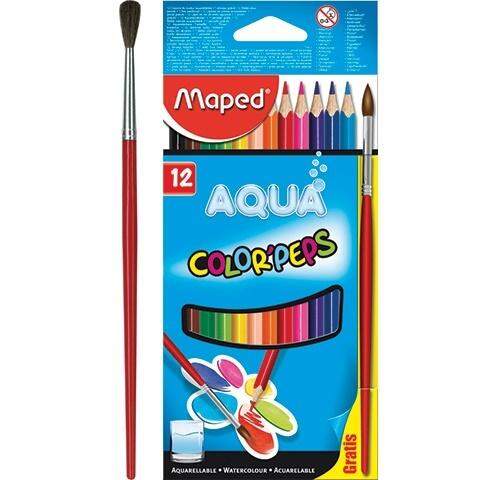 Kredki ołówkowe Maped Aqua Colorpeps akwarelowe 12 kolorów