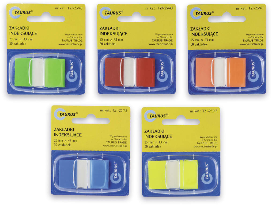 Zakładki indeksujące Taurus pp 25x43/50  mix kolorów