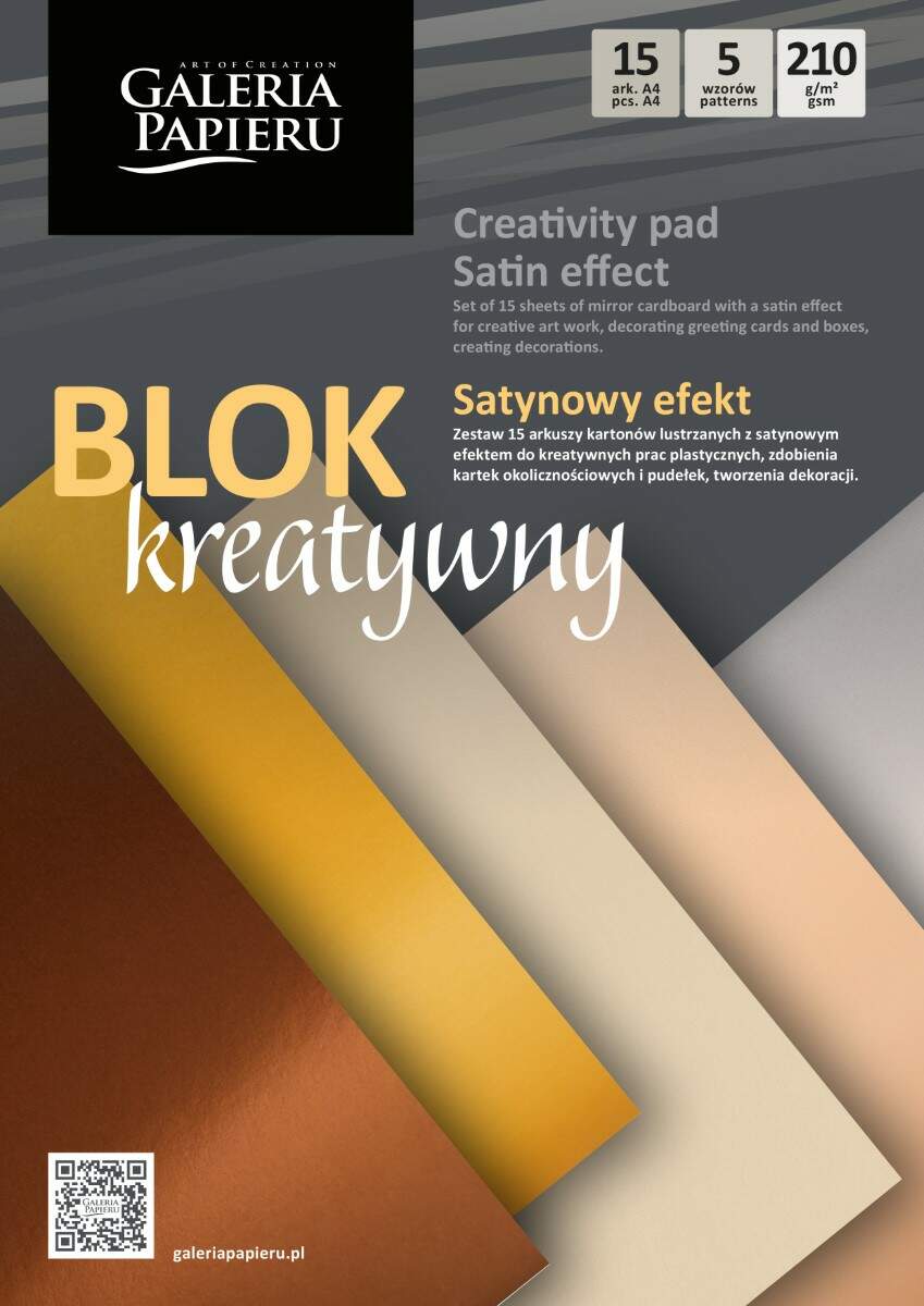 Blok kreatywny Argo A4 mix kartonów lustrzanych Satynowy Efekt 210g 15 ark.