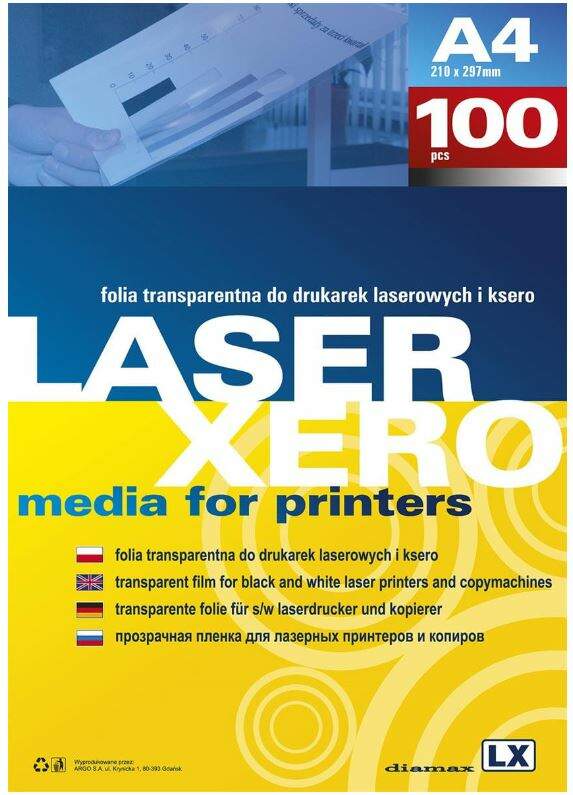 Folia do drukarki laserowej argo lx laser xero a4 opakowanie 100szt 413038