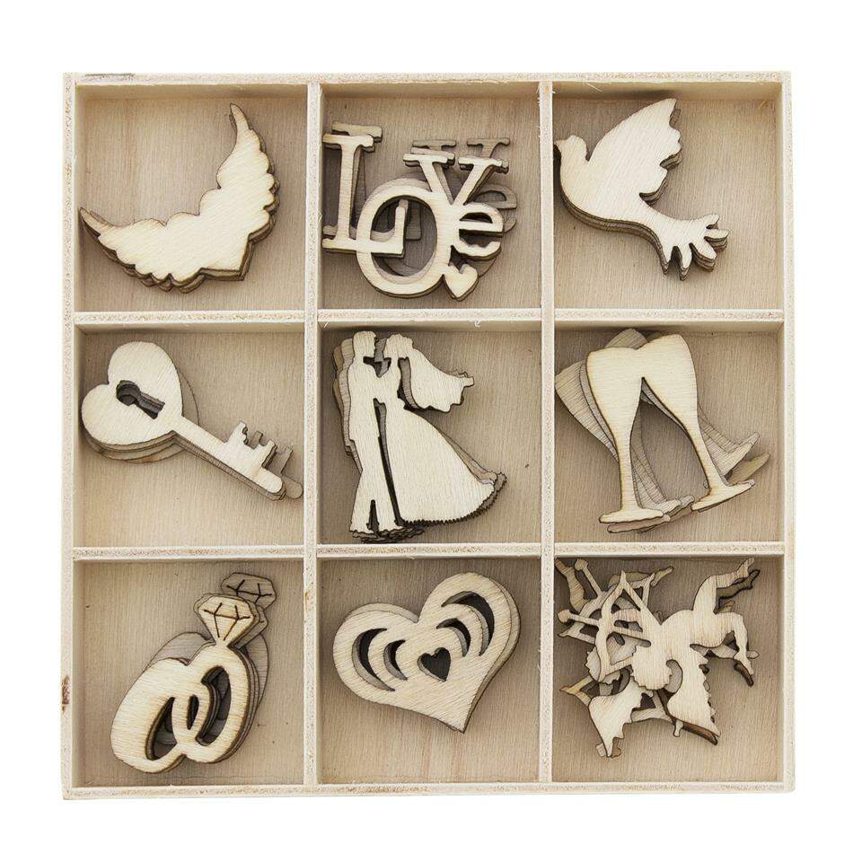 Ozdoby drewniane Argo 45 sztuk ślub 253002