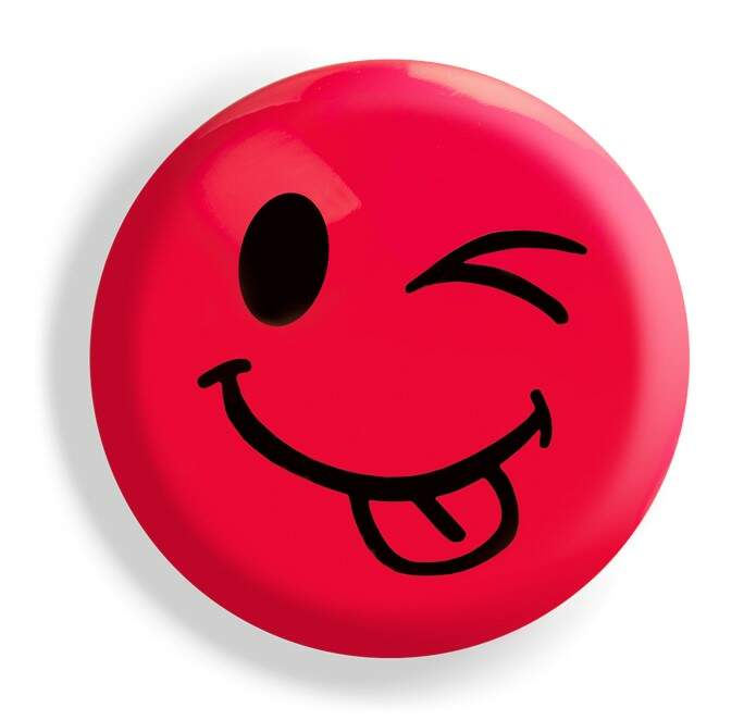 Magnesy okrągłe Tetis 20 mm czerwone buźka z językiem 8szt